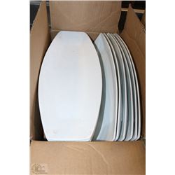 BOX OF WHITE OBLONG PLATES