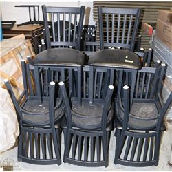 SET OF 32 BLACK VINYL AND WOOD DINING CHAIRS