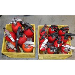 16 FIRE EXTINGUISHERS, 6 MEDIUM SIZE & 10 SMALL