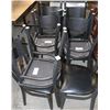LOT OF 8 BLACK VINYL AND WOOD DINING CHAIRS