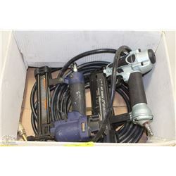 LOT OF 2 BRAD NAILERS INCL HITACHI AND AIR HOSE