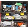 Image 1 : TOOL BOX WITH ASSORTED HARDWARE, BALL HITCHES,