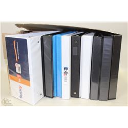 BOX OF 12 ASSORTED USED BINDERS