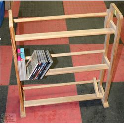 WOOD CD RACK WITH CONTENTS