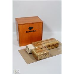 BOX WITH INLAID CUBAN CIGAR BOX AND COHIBA ROBUSTO