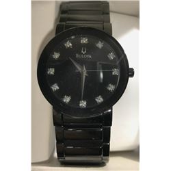 BULOVA BLACK STAINLESS STEEL MANS WATCH