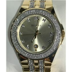 BULOVA GOLD COLORED STAINLESS STEEL W/ STONES