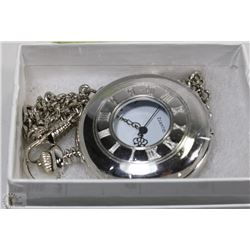 PREMIUM SILVER COLOR POCKET WATCH WITH CHAIN