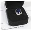 Image 1 : 14K WHITE GOLD SAPPHIRE & DIAMOND RING WITH COA