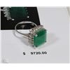 Image 1 : 14KT WHITE GOLD DIAMOND AND EMERALD RING WITH COA