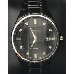 CITIZEN ECO DRIVE BLACK STAINLESS STEEL MEN'S WATC