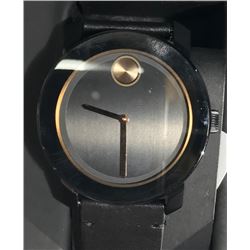 MOVADO BLACK STAINLESS STEEL W/ BLACK LEATHER