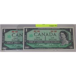 1967 CANADIAN CENTENNIAL $1.00 BANK NOTE X2
