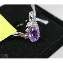 #3-NATURAL AMETHYST &CZ.925 SOLID SILVER RING