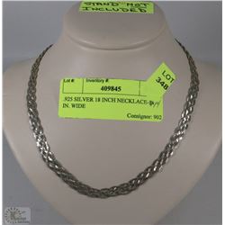 .925 SILVER 18 INCH BRAIDED NECKLACE-1/4 IN. WIDE