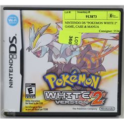 NINTENDO DS "POKEMON WHITE 2" GAME, CASE & MANUAL