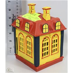 VINTAGE 7" HAND PAINTED CAST IRON MECHANICAL BANK