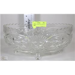 PINWHEEL FOOTED OVAL CRYSTAL BOWL