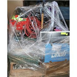 PALLET OF MISC. ITEMS - STEEL TOE RUBBER BOOTS