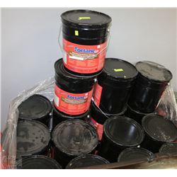 PALLET WITH 28 FIVE GALLON PAILS OF WOOD FLOORING