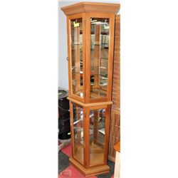 LIGHTED CURIO CABINET WITH 6 GLASS SHELVES ,