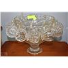 Image 1 : VINTAGE GLASS PUNCH SET - BOWL WITH STAND, 12 CUPS