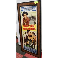 FRAMED WESTERN MOVIE POSTER 19X40