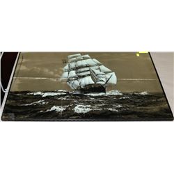 1973 OCEAN SHIP PRINT ON FRAMED MIRROR (37" X 25"