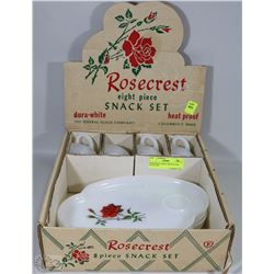 ROSECREST 8 PIECE MILK GLASS, SNACK SET