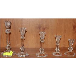 SET OF 5 GERMAN CRYSTAL CANDLE STICKS