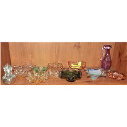ASSORTED GLASS INCL A VASE AND MISC BOWLS
