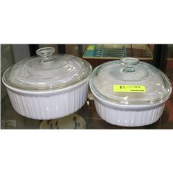 PAIR OF CORNINGWARE BAKING DISHES WITH LIDS