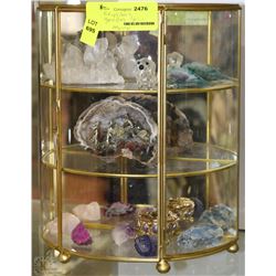 ESTATE MADE DISPLAY WITH CRYSTALS GEODES AND MORE
