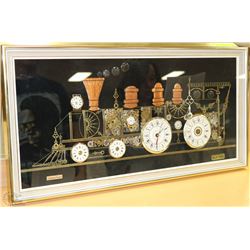1975 "PACIFIC RAILWAY" COLLAGE CLOCK ART W/ COA