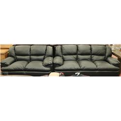 NEW BLACK LEATHERETTE PLUSH SOFA AND LOVE SEAT