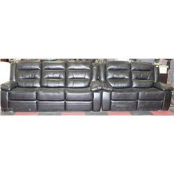 NEW BLACK LEATHERETTE RECLINING SOFA AND LOVE SEAT