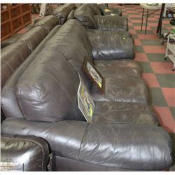 DARK BROWN LEATHER SOFA, LOVE SEAT AND CHAIR