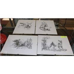 SET OF 4 1984 WILDLIFE FRAMED PICTURES