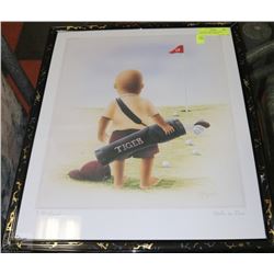 FRAMED TIGER WOODS PRINT "HOLE IN 1" BY T.RICHARDS