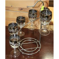 DECORATIVE SILVER TRIMMED WINE GLASSES