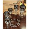 Image 1 : DECORATIVE SILVER TRIMMED WINE GLASSES