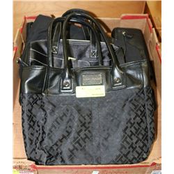 BOX OF LADIES PURSES INCLUDES TOMMY HILFIGER,