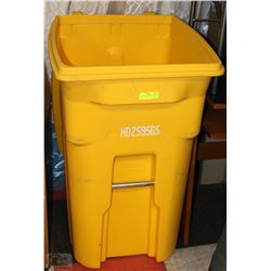 YELLOW 65 GALLON RECYCLE BIN
