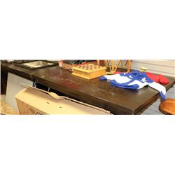 TWO WOOD TONE BAR TABLES SCRATCHES ON TOP