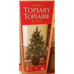 HOLIDAY TOPIARY TREE WITH VASE IN A BOX