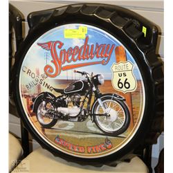 20" ROUND MOTORCYCLE SIGN "SPEEDWAY"