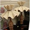 Image 1 : 2 TALL  BROWN WITH BURLAP SHADES LAMPS