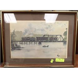 1975 PICTURE OF TRAIN 16"X21" SIGNED