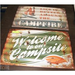 SET OF TWO VINTAGE METAL SIGNS 23"X15"
