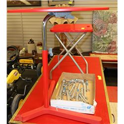 ADJUSTABLE HEIGHT RED WORK TABLE WITH FOLDING